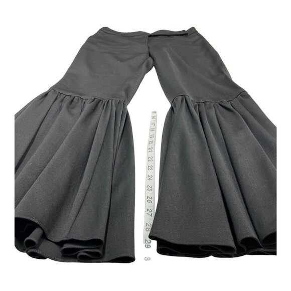 Osman Pants Women Ariel Black Wool Blend Flare Ruffle Leg 70s Y2K Classic Office - Picture 3 of 8